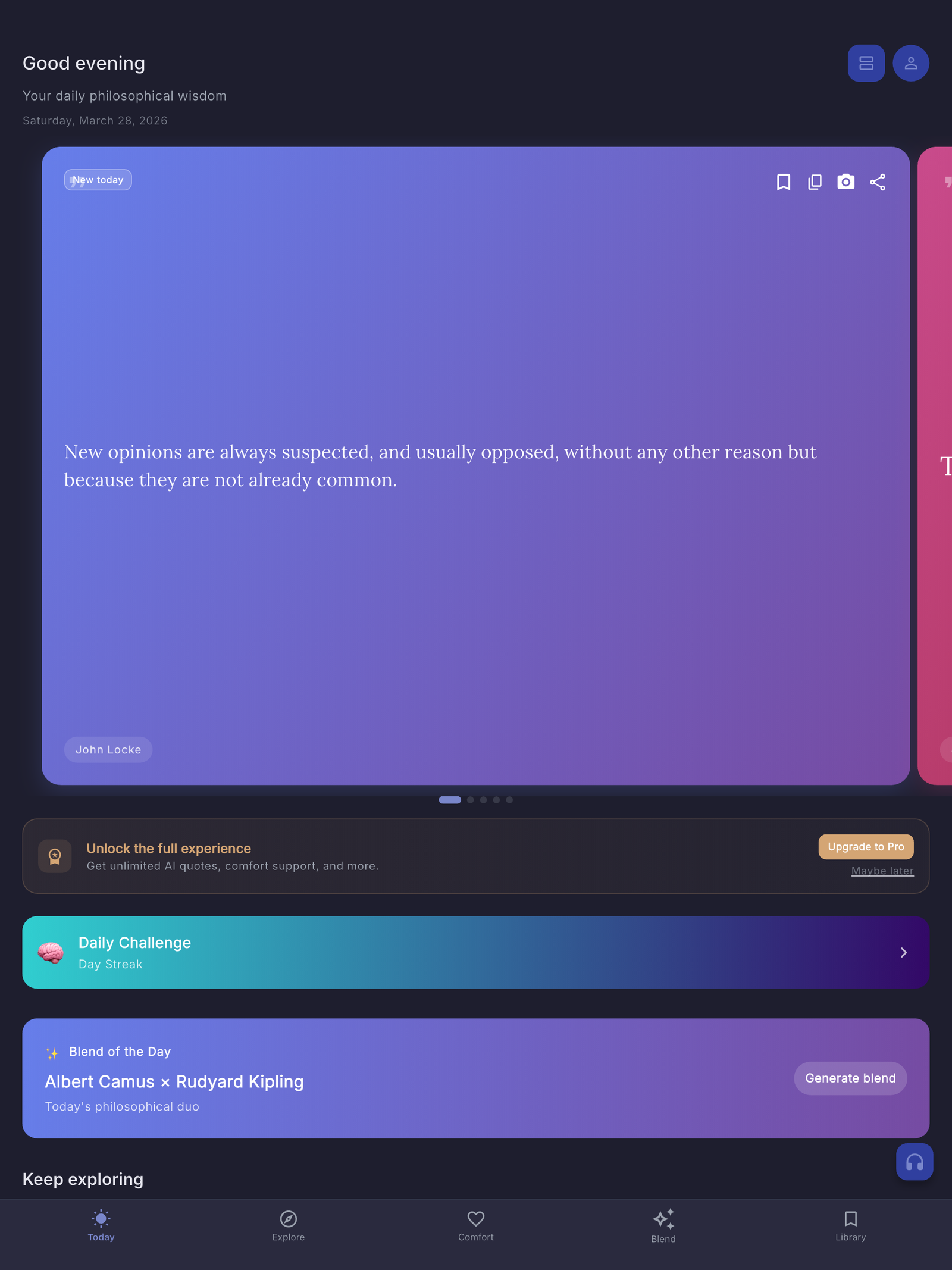 Quote of the Day screen