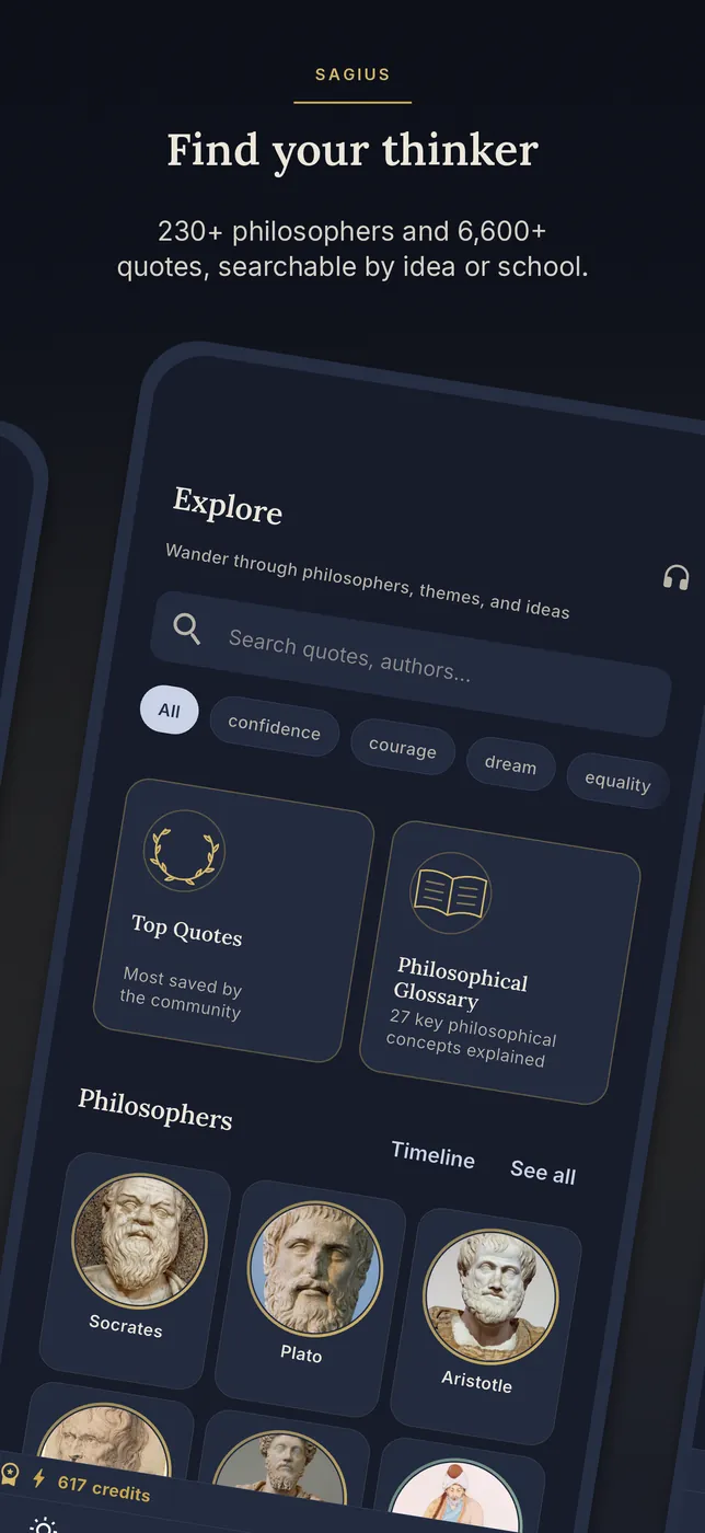 Sagius on iPhone — explore philosophers and schools